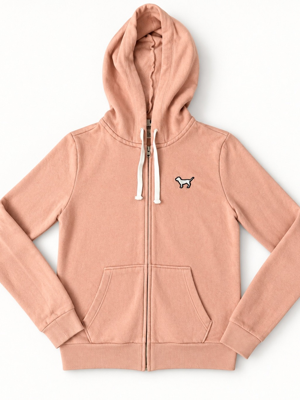 Victoria’s Secret PINK Hoodie Medium Blush Pink Dog Logo Full Zip Sweatshirt